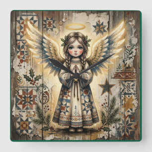 Relógio de Parede de Natal Anjo Arte Popular