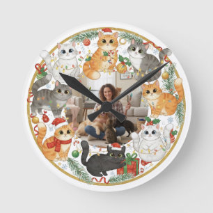 Relógio de Parede de Natal com Foto de Animal Pers