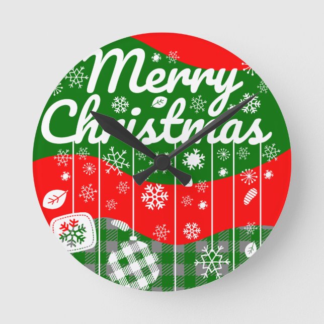 Relógio de Parede de Natal – Ornamentos Brancos (Frente)