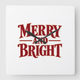 Relógio de Parede de Natal Plano Merry And Bright