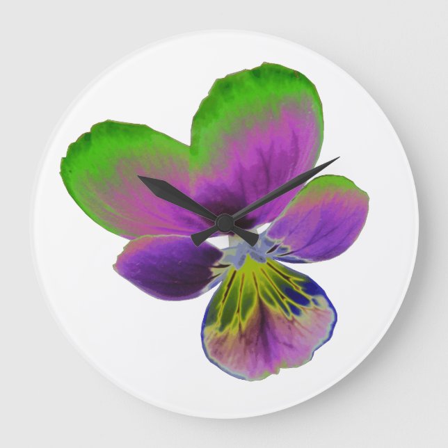 Relógio de parede de Pansy Roxo e Verde (Frente)