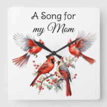 Relógio de Parede de Pássaros Cardinal