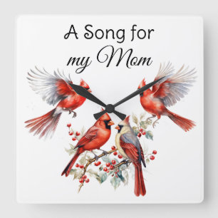 Relógio de Parede de Pássaros Cardinal