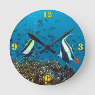 Relógio de Parede de Peixes Tropicais