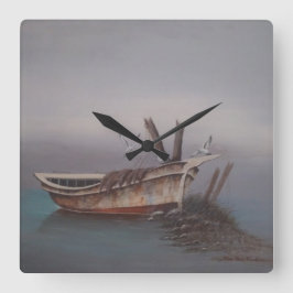 Relógio de Parede de Pequeno Barco de Madeira Anti