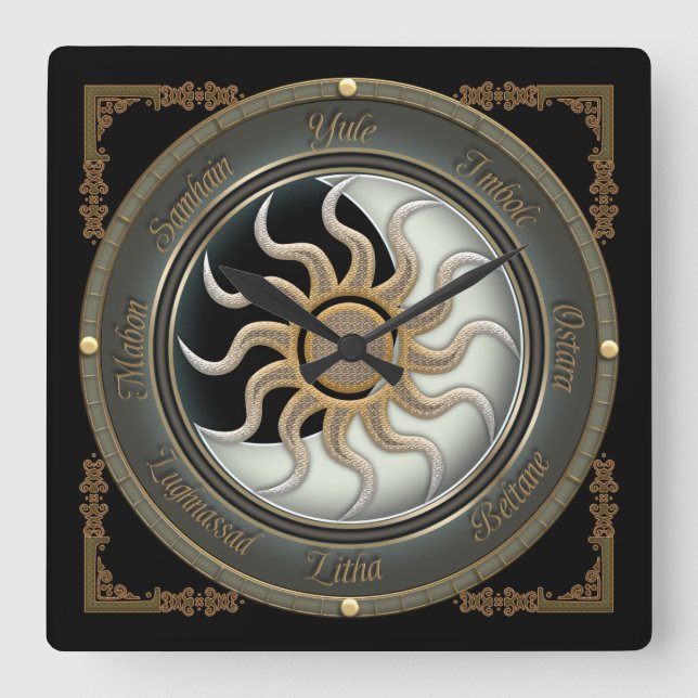 Relógio de Parede de Rodas Pagan Sun e Moon (Frente)