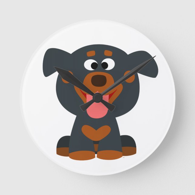 Relógio de Parede de Rottweiler de Bebê de Cartoon (Frente)