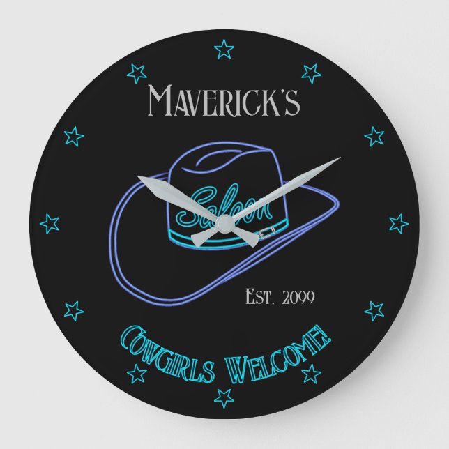 Relógio De Parede De Saloon Do Retro Cowboy Lg. (Frente)