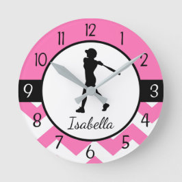 Relógio de Parede de Softball Rosa