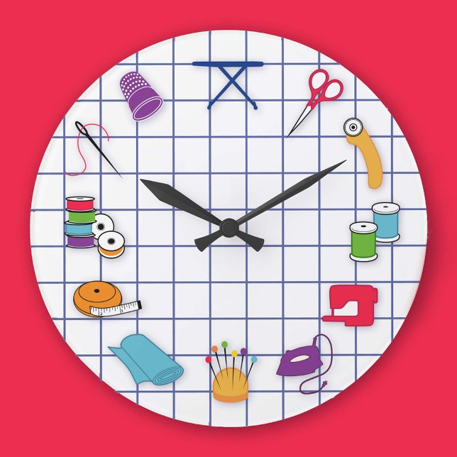 Relógio de Parede de Tempo de Inclinação e Movimen (Time to quilt and sew with all my favorite tools ready to go!)