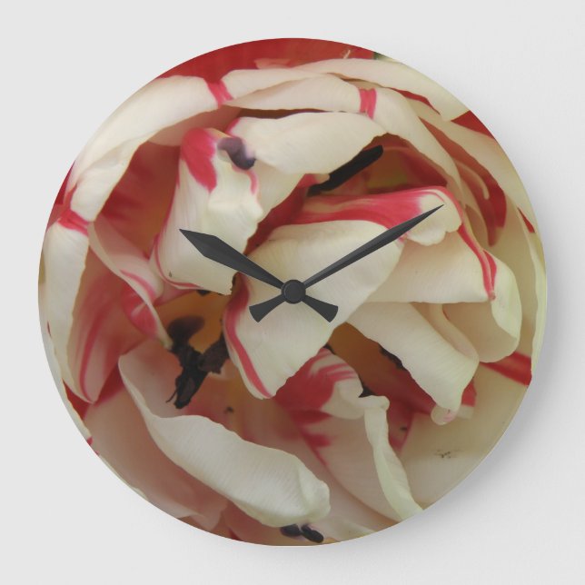 Relógio de Parede de Tulipas Cor-de-Rosa e Branco (Frente)