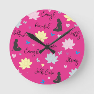 Relógio de Parede Design Boho Lotus Rosa (Pontei