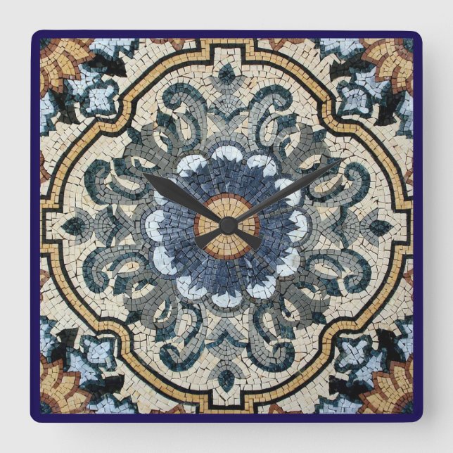Relógio de Parede - Design de Azulejo Quadrado (Frente)
