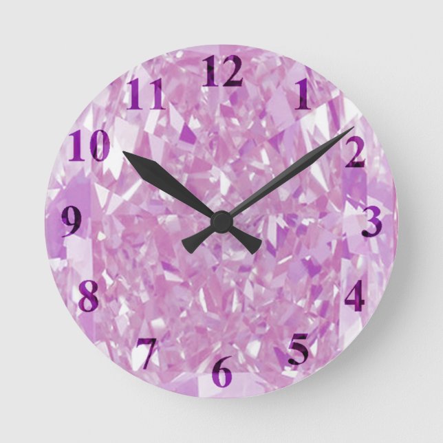 Relógio de Parede Diamantes Rosa Médio (Frente)