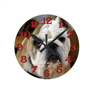 Relógio de Parede do Bulldog Personalizado em Ingl