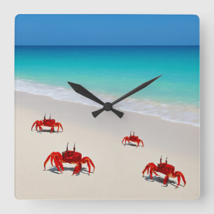Relógio de Parede do Caranguejo - Design de Praia 