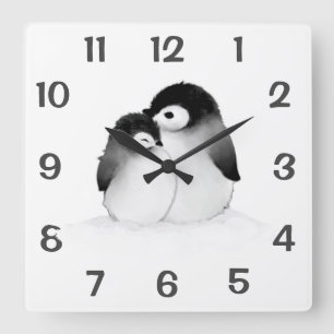 Relógio de Parede do Decor de Pinguins Personaliz