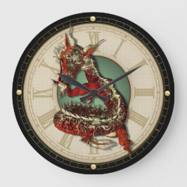 Relógio de Parede do Dragão Vermelho Chinês
