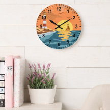 Relógio de Parede do Farol de Praia com Distância 