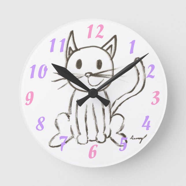 Relógio de parede do Gatinho pintado (Frente)