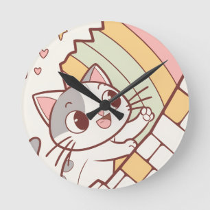 Relógio de parede do gato Kawaii fofo