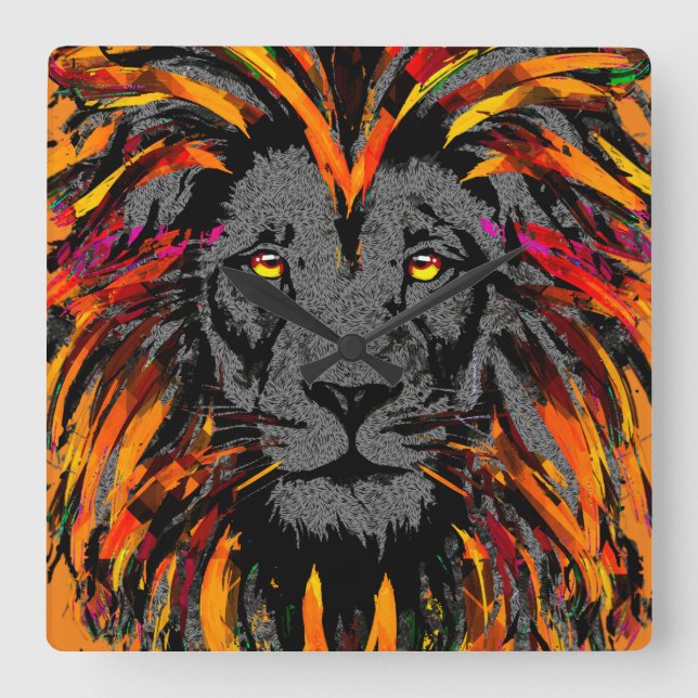 Relógio de Parede do Leão Laranja - Ilustração da  (Frente)