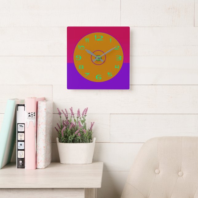 Relógio de parede do Limão Dourado, rosa vívido (Sala de leitura)