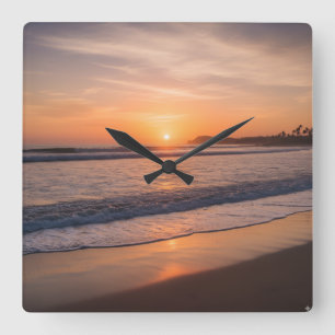 Relógio de Parede do Oceano Sunset - Design litora
