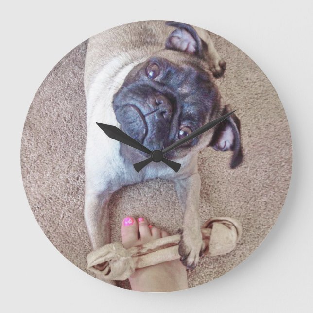 Relógio de Parede do Pug Bonito (Frente)