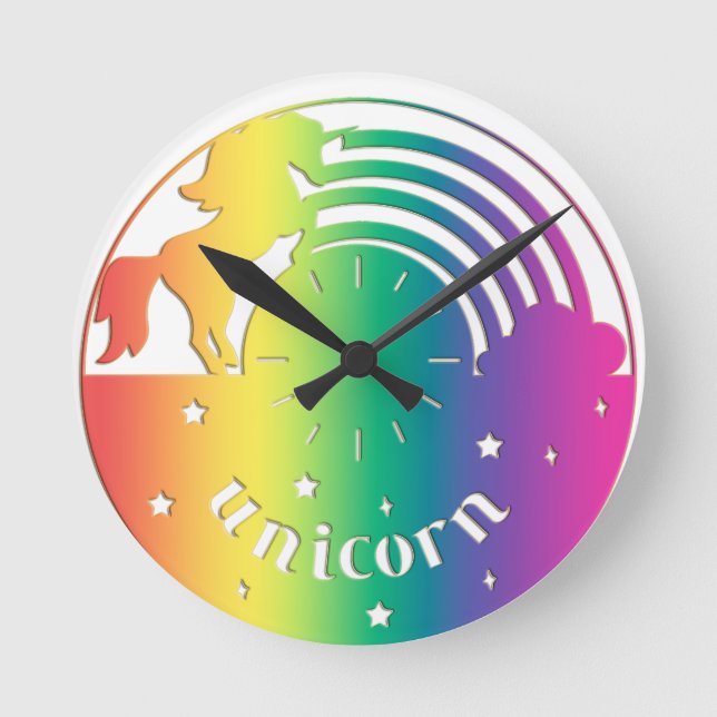 Relógio de Parede do Rainbow Unicorn (Frente)