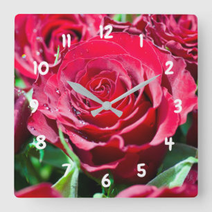 Relógio de Parede do Rosa vermelha Acrylic