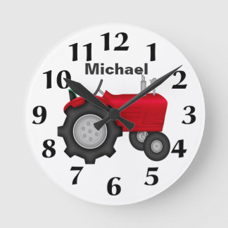 Relógio de Parede do Trator Vermelho Personalizado