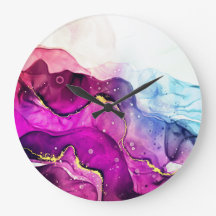 Relógio de parede Dourada de cor-de-água roxa mode