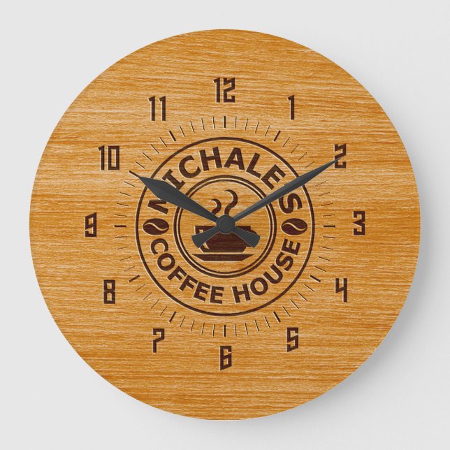 Relógio de Parede Efeito Gravação Café de Michale (Frente)