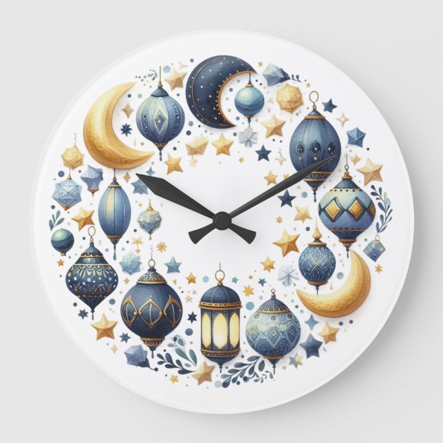 Relógio de Parede - Eid Mubarak Coroa Relógio de P (Frente)