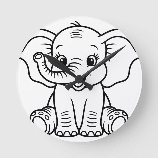 Relógio de Parede Elefante Bebê (Frente)