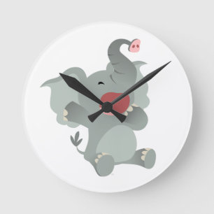 Relógio de Parede Elefante de Cartoon Bonito com S