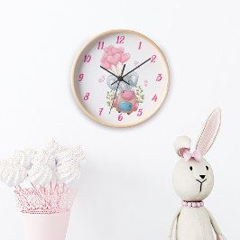 Relógio de Parede Elefante Rosa Fofo | Decoração Q