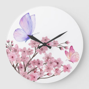 Relógio de Parede Elegante com Ramificação de Flor