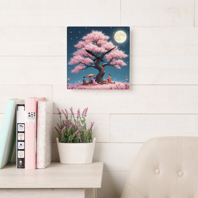 Relógio de Parede Elegante Flor de Cerejeira Hanam (Sala de leitura)