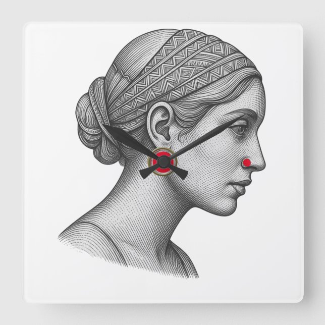 Relógio de parede Elegante Mulher Retrato com Acen (Frente)