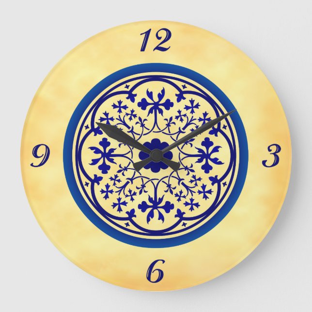 Relógio de Parede Elemento Azul Gótico em Parede d (Frente)