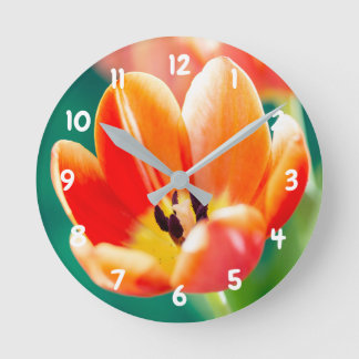 Relógio de parede em acrílico Tulipa Laranja