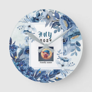 RELÓGIO DE PAREDE EM AZUL E BRANCO