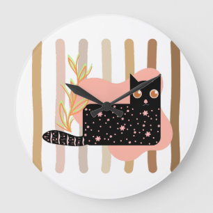 Relógio de Parede em Pastel de Gato Preto Encantad