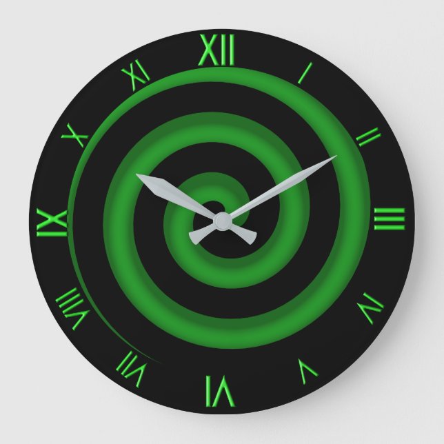 Relógio de Parede Espiral Negra e Verde (Frente)