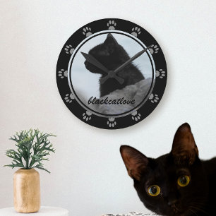 Relógio de Parede Estampa de Pata Nome de Gato Pre