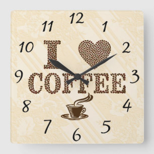 Relógio de Parede Eu Amo Café