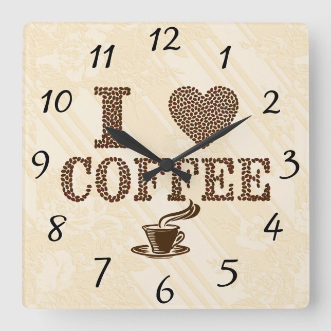 Relógio de Parede Eu Amo Café (Frente)