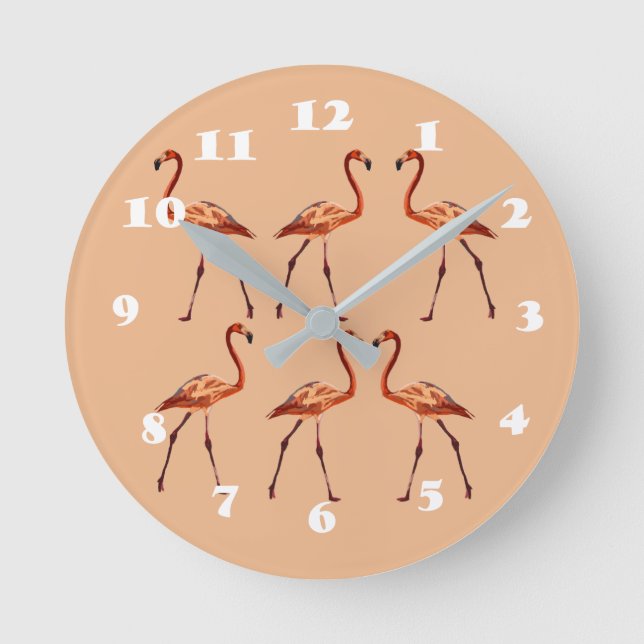 Relógio de Parede Flamingos Rosa (Frente)
